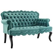 Chesterfield button tufted loveseat performance velvet settee in teal additional photo 5 of 8