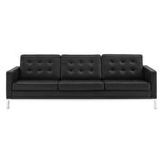 Faux leather sofa in silver black additional photo 4 of 3