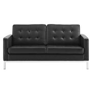 Faux leather loveseat in silver black additional photo 4 of 3