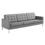 Faux leather sofa in silver gray additional photo 2 of 3