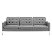 Faux leather sofa in silver gray additional photo 4 of 3