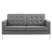 Faux leather loveseat in silver gray additional photo 4 of 3