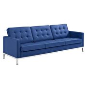 Faux leather sofa in silver navy additional photo 2 of 3