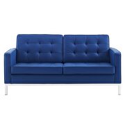 Faux leather loveseat in silver navy additional photo 4 of 3
