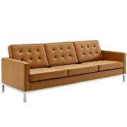 Faux leather sofa in silver tan additional photo 3 of 3