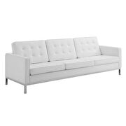 Faux leather sofa in silver white additional photo 2 of 3