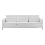 Faux leather sofa in silver white additional photo 4 of 3