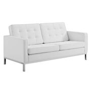 Faux white leather loveseat with silver legs by Modway additional picture 2