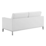 Faux white leather loveseat with silver legs by Modway additional picture 3