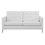 Faux white leather loveseat with silver legs by Modway additional picture 4