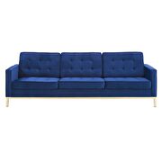 Performance velvet sofa in gold navy additional photo 4 of 4