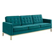 Performance velvet sofa in gold teal additional photo 2 of 4