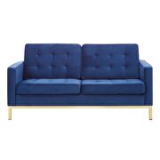 Gold stainless steel leg performance velvet loveseat in gold navy by Modway additional picture 6