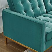 Gold stainless steel leg performance velvet loveseat in gold teal by Modway additional picture 2