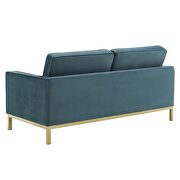 Gold stainless steel leg performance velvet loveseat in gold teal by Modway additional picture 3