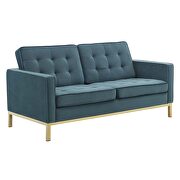 Gold stainless steel leg performance velvet loveseat in gold teal by Modway additional picture 4