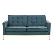 Gold stainless steel leg performance velvet loveseat in gold teal by Modway additional picture 6