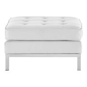 Tufted upholstered faux leather ottoman in silver white by Modway additional picture 4