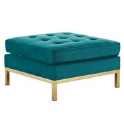 Gold stainless steel leg performance velvet ottoman in gold teal by Modway additional picture 2