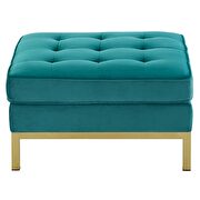 Gold stainless steel leg performance velvet ottoman in gold teal by Modway additional picture 3