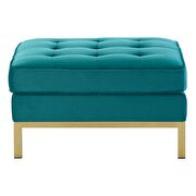 Gold stainless steel leg performance velvet ottoman in gold teal by Modway additional picture 4