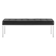 Large bench in silver black faux leather by Modway additional picture 2