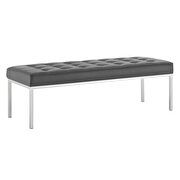 Large bench in silver gray faux leather by Modway additional picture 2