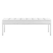 Large bench in silver white faux leather by Modway additional picture 2