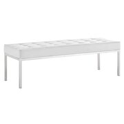 Large bench in silver white faux leather by Modway additional picture 4