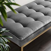 Gold stainless steel leg large performance velvet bench in gold gray by Modway additional picture 2