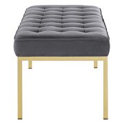 Gold stainless steel leg large performance velvet bench in gold gray by Modway additional picture 3