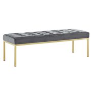 Gold stainless steel leg large performance velvet bench in gold gray by Modway additional picture 4