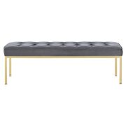 Gold stainless steel leg large performance velvet bench in gold gray by Modway additional picture 6