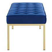 Gold stainless steel leg large performance velvet bench in gold navy by Modway additional picture 3