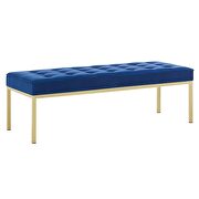 Gold stainless steel leg large performance velvet bench in gold navy by Modway additional picture 4
