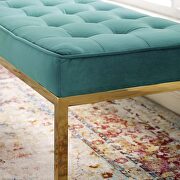 Gold stainless steel leg large performance velvet bench in gold teal by Modway additional picture 2