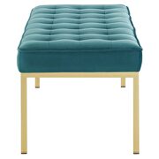 Gold stainless steel leg large performance velvet bench in gold teal by Modway additional picture 3