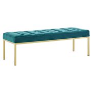 Gold stainless steel leg large performance velvet bench in gold teal by Modway additional picture 4