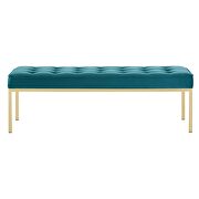 Gold stainless steel leg large performance velvet bench in gold teal by Modway additional picture 6