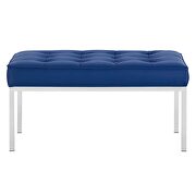 Tufted medium upholstered faux leather bench in silver navy by Modway additional picture 2