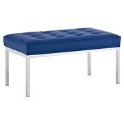 Tufted medium upholstered faux leather bench in silver navy by Modway additional picture 3