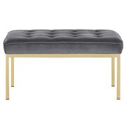 Gold stainless steel leg medium performance velvet bench in gold gray by Modway additional picture 3