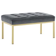 Gold stainless steel leg medium performance velvet bench in gold gray by Modway additional picture 4