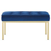 Gold stainless steel leg medium performance velvet bench in gold navy by Modway additional picture 3