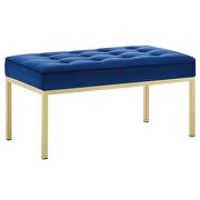 Gold stainless steel leg medium performance velvet bench in gold navy by Modway additional picture 4