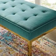 Gold stainless steel leg medium performance velvet bench in teal by Modway additional picture 2