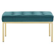 Gold stainless steel leg medium performance velvet bench in teal by Modway additional picture 3