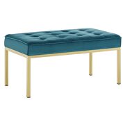 Gold stainless steel leg medium performance velvet bench in teal by Modway additional picture 4