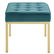 Gold stainless steel leg medium performance velvet bench in teal by Modway additional picture 6