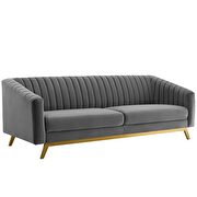 Vertical channel tufted performance velvet sofa in gray by Modway additional picture 2